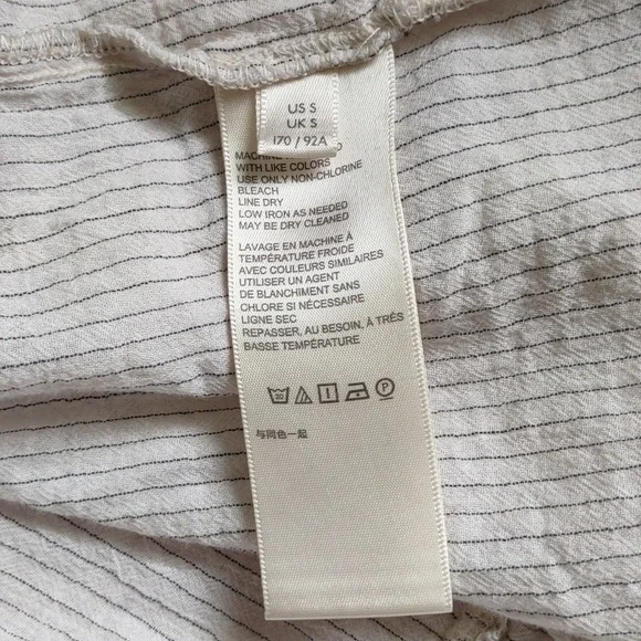 Free People Baby Blues Cream Ruffle Cap Sleeves Stripes Lace Baby Doll Tunic S - Picture 8 of 9